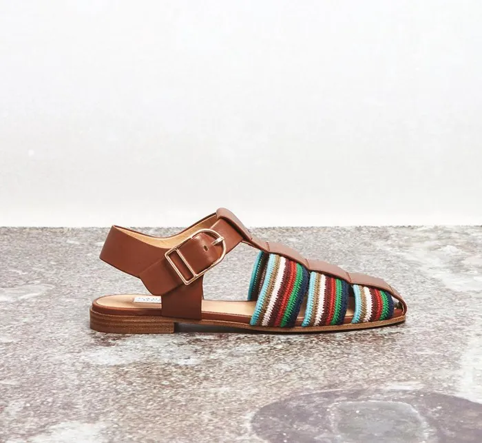 Women Sandals Gabriela Hearst Calla Sandal In Cognac Multi Leather Crochet