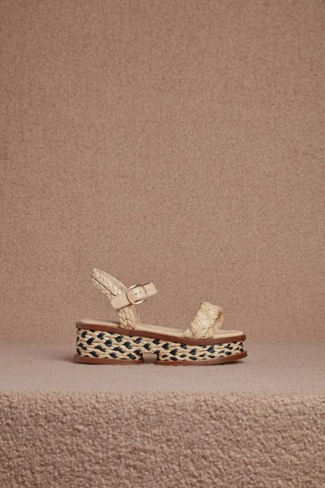 Women Sandals Gabriela Hearst Michael Platform Sandal In Cream Raffia