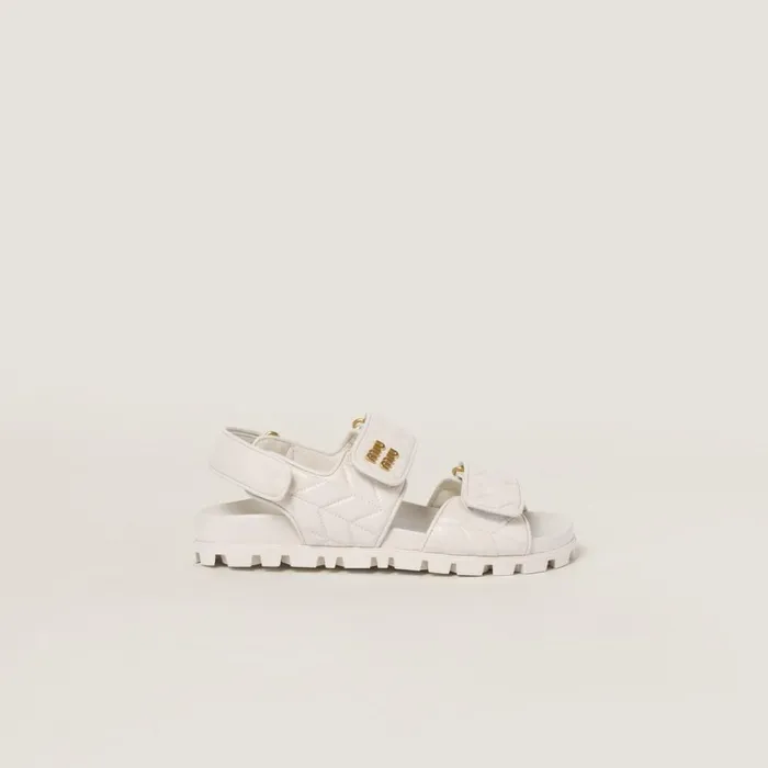Women Sandals Miu Miu Sporty Matelass Nappa Leather Sandals White