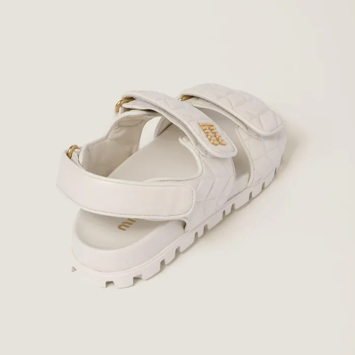 Women Sandals Miu Miu Sporty Matelass Nappa Leather Sandals White