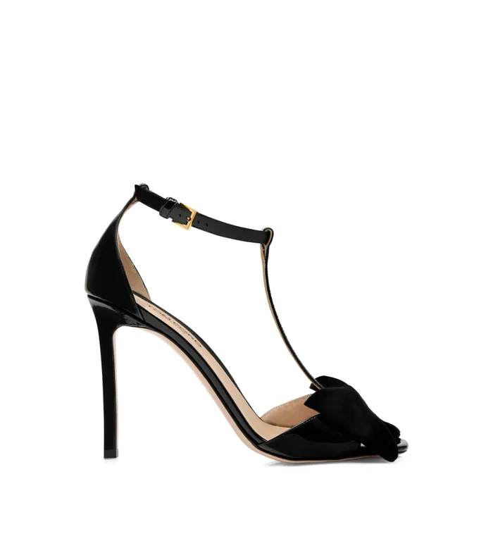 Women Sandals Tom Ford Patent Leather And Velvet Brigitte Sandal Black