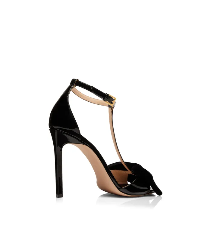 Women Sandals Tom Ford Patent Leather And Velvet Brigitte Sandal Black