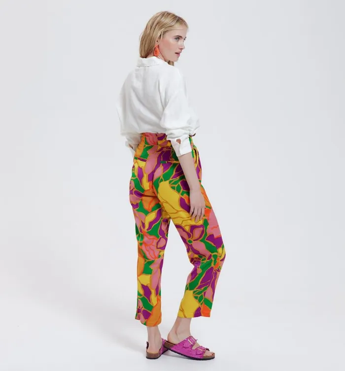 Women Satin Peg Trousers 8211 Multicolour Print Promod Trousers