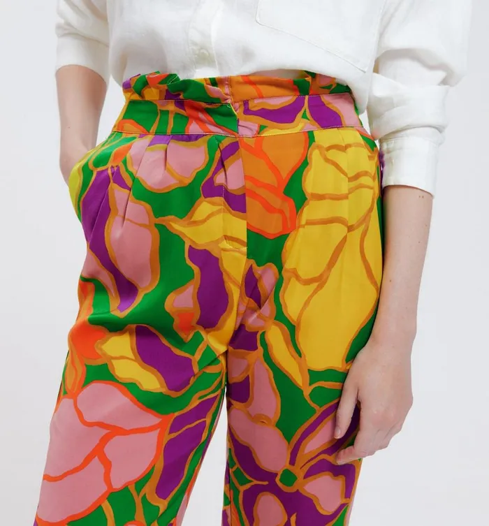 Women Satin Peg Trousers 8211 Multicolour Print Promod Trousers