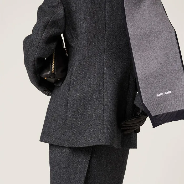 Women Scarves And Socks Miu Miu Cashmere And Silk Scarf Greyblue Women Scarves And Socks Miu Miu Cashmere And Silk Scarf Greyblue