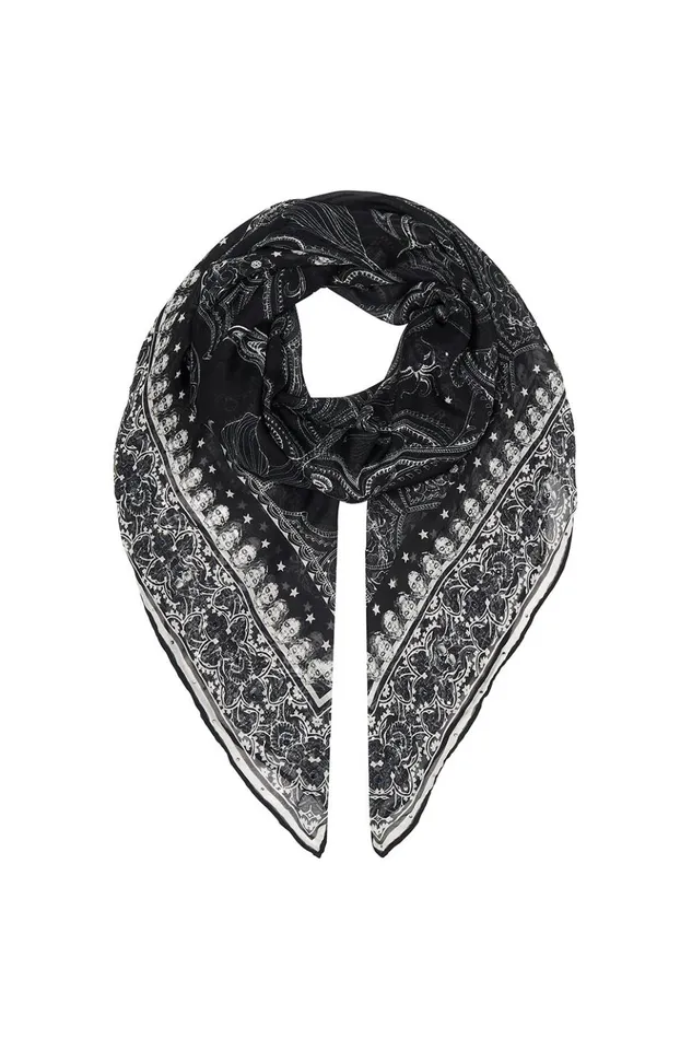 Women Scarves Camilla Oversized Silk Scarf Midnight Pearl