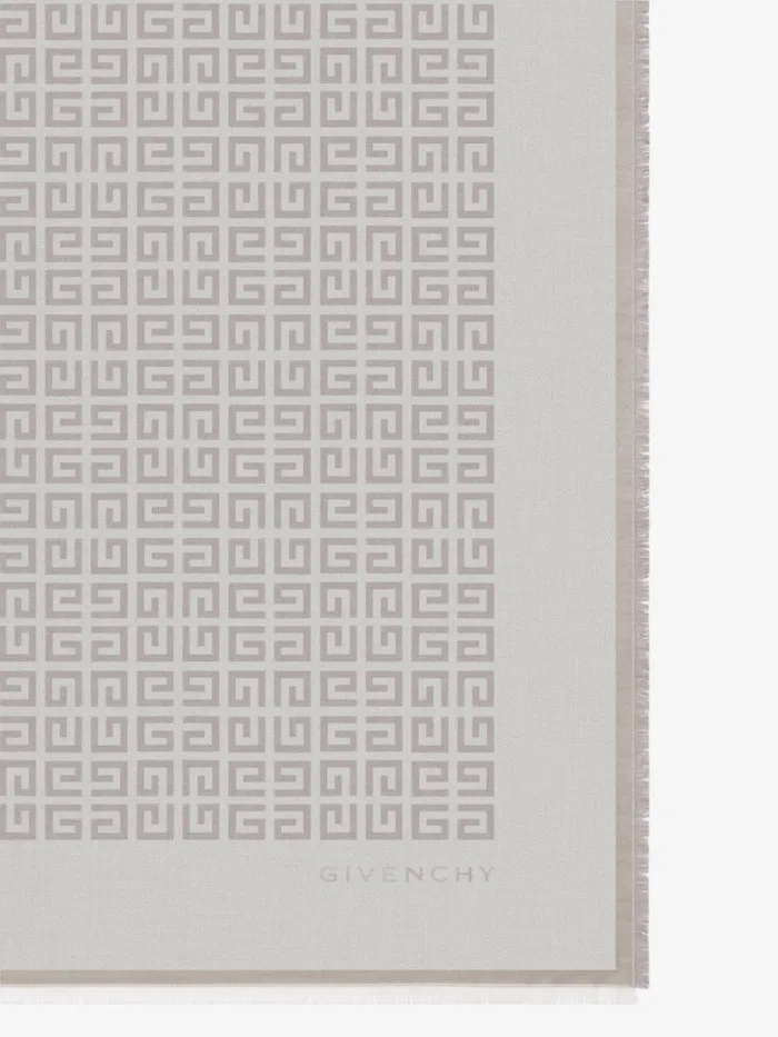 Women Scarves Givenchy 4G Shawl In Silk And Wool Dust Grey Women Scarves Givenchy 4G Shawl In Silk And Wool Dust Grey
