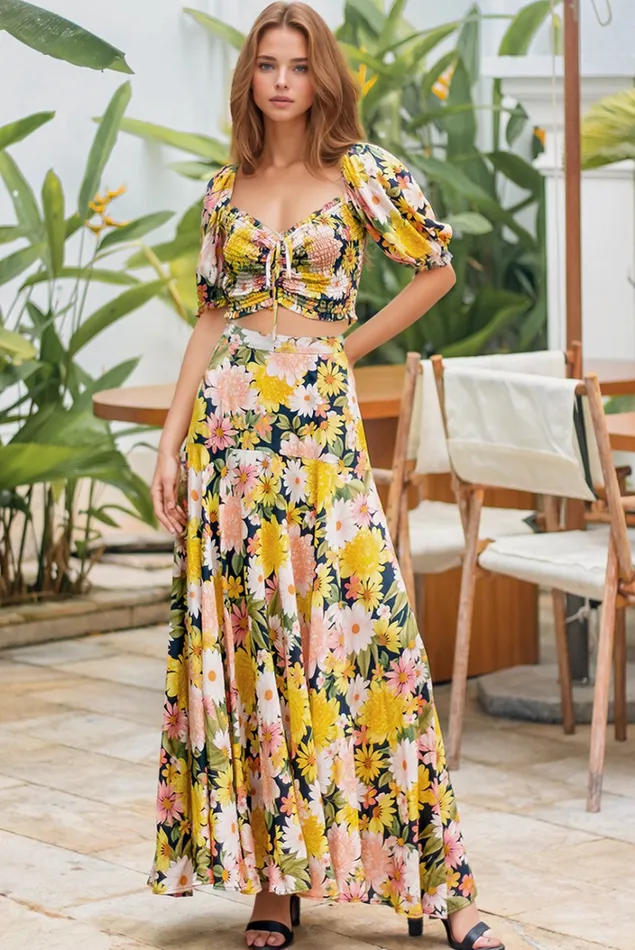 Women Sets YUMI KIM FRIDAY SKIRT Pink Floral Skirt Sunny Valley Black