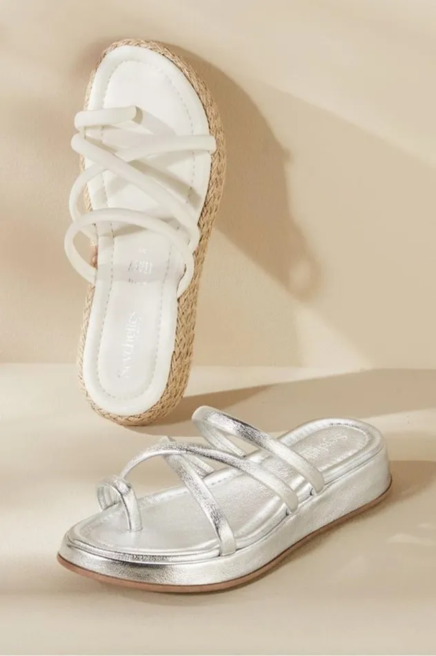 Women Seychelles Rule The World Strappy Slide Silver Soft Surroundings Shoes