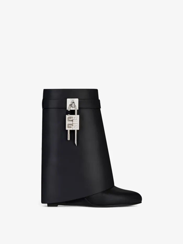 Women Shark Lock Givenchy Shark Lock Ankle Boots In Leather Black