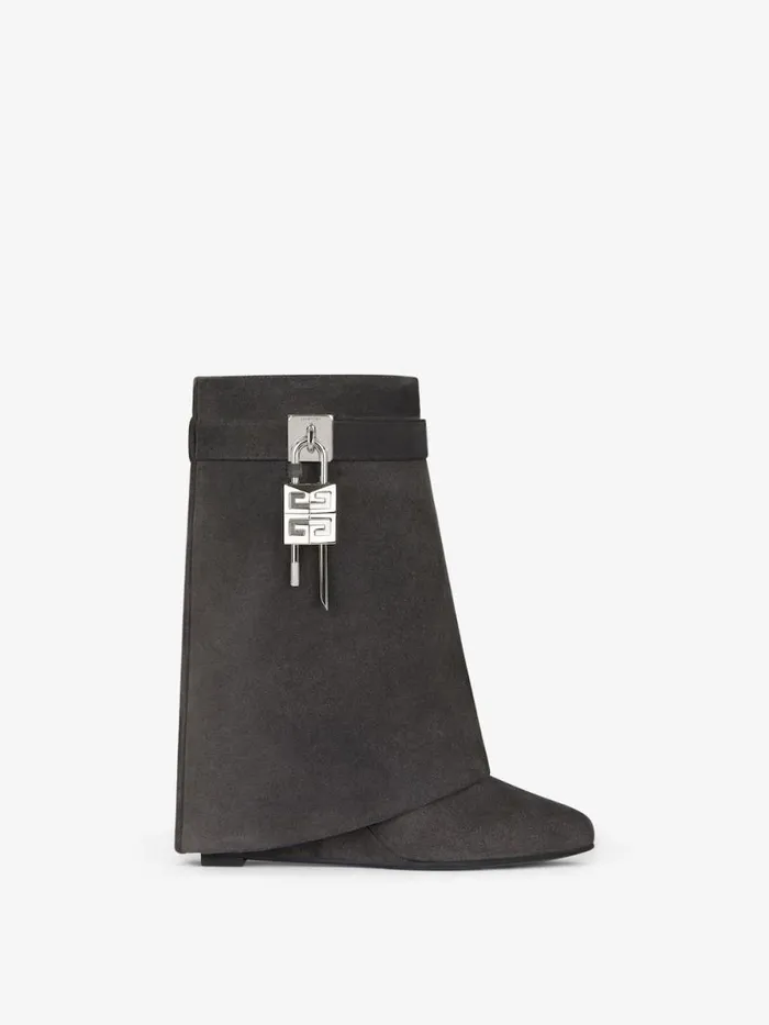 Women Shark Lock Givenchy Shark Lock Ankle Boots In Suede Storm Grey