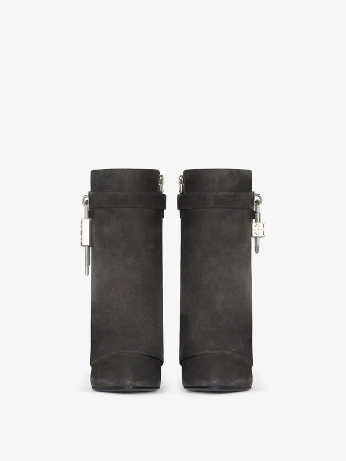 Women Shark Lock Givenchy Shark Lock Ankle Boots In Suede Storm Grey Women Shark Lock Givenchy Shark Lock Ankle Boots In Suede Storm Grey