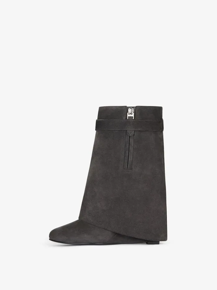 Women Shark Lock Givenchy Shark Lock Ankle Boots In Suede Storm Grey Women Shark Lock Givenchy Shark Lock Ankle Boots In Suede Storm Grey