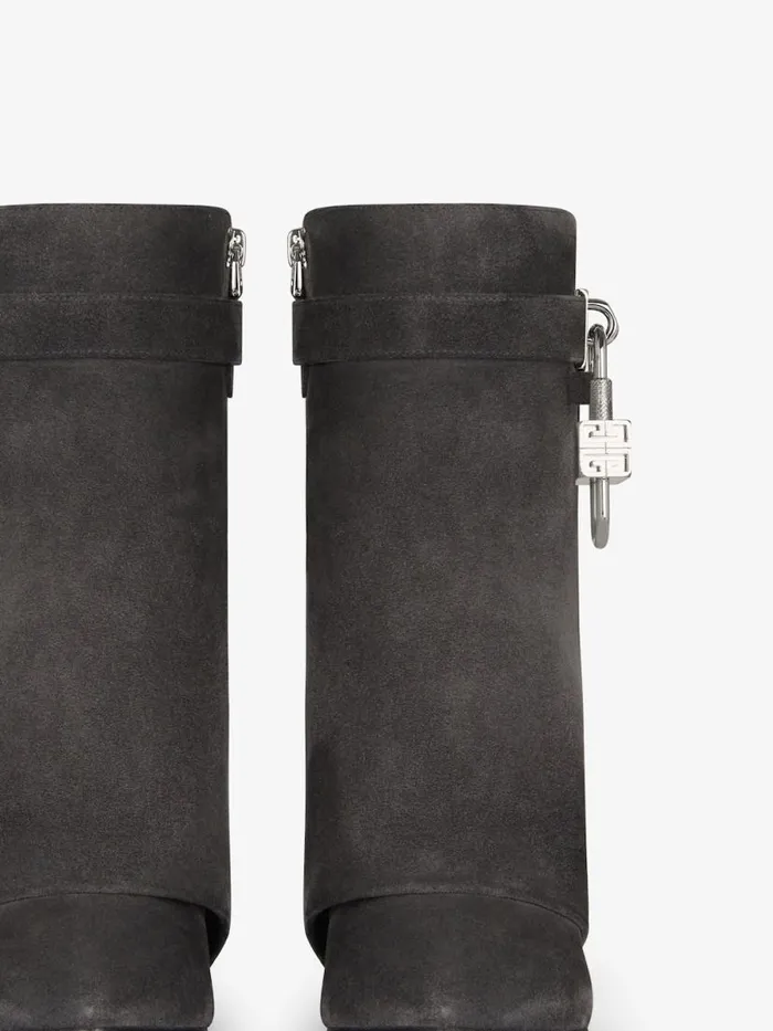 Women Shark Lock Givenchy Shark Lock Ankle Boots In Suede Storm Grey Women Shark Lock Givenchy Shark Lock Ankle Boots In Suede Storm Grey