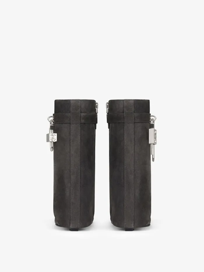 Women Shark Lock Givenchy Shark Lock Ankle Boots In Suede Storm Grey Women Shark Lock Givenchy Shark Lock Ankle Boots In Suede Storm Grey