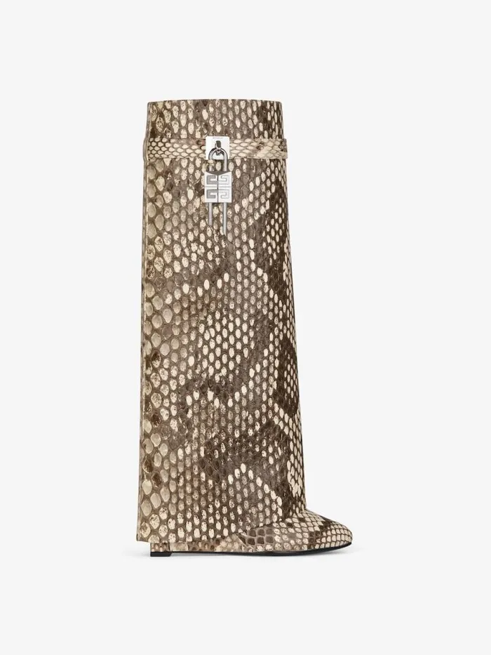 Women Shark Lock Givenchy Shark Lock Boots In Python Greynatural