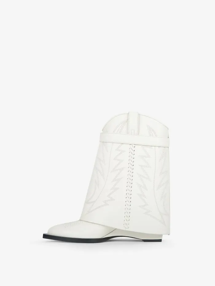 Women Shark Lock Givenchy Shark Lock Cowboy Ankle Boots In Leather Ivory Women Shark Lock Givenchy Shark Lock Cowboy Ankle Boots In Leather Ivory