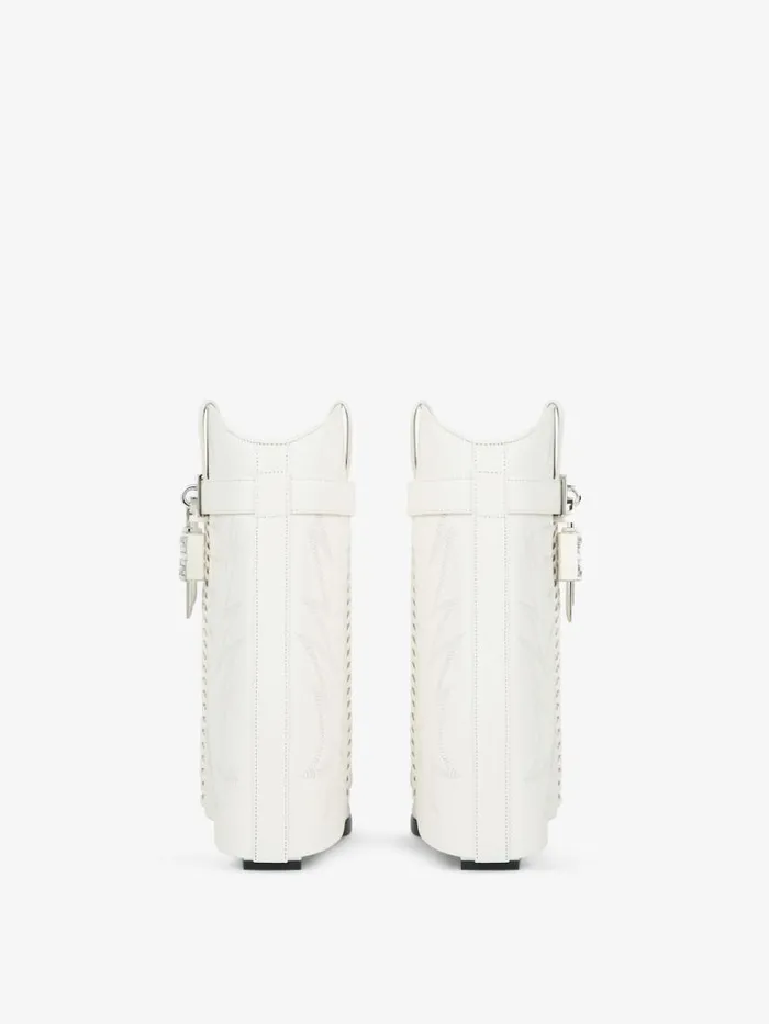 Women Shark Lock Givenchy Shark Lock Cowboy Ankle Boots In Leather Ivory Women Shark Lock Givenchy Shark Lock Cowboy Ankle Boots In Leather Ivory