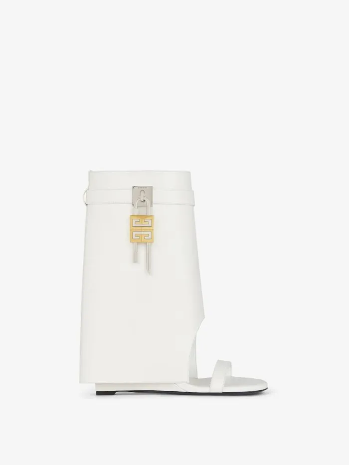 Women Shark Lock Givenchy Shark Lock Sandal Boots In Leather Ivory