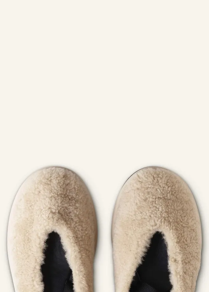 Women Shearling Ballerina Flat Natural MEEM