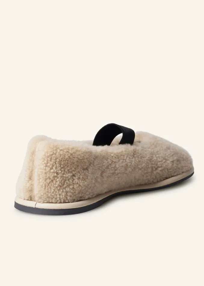 Women Shearling Ballerina Flat Natural MEEM
