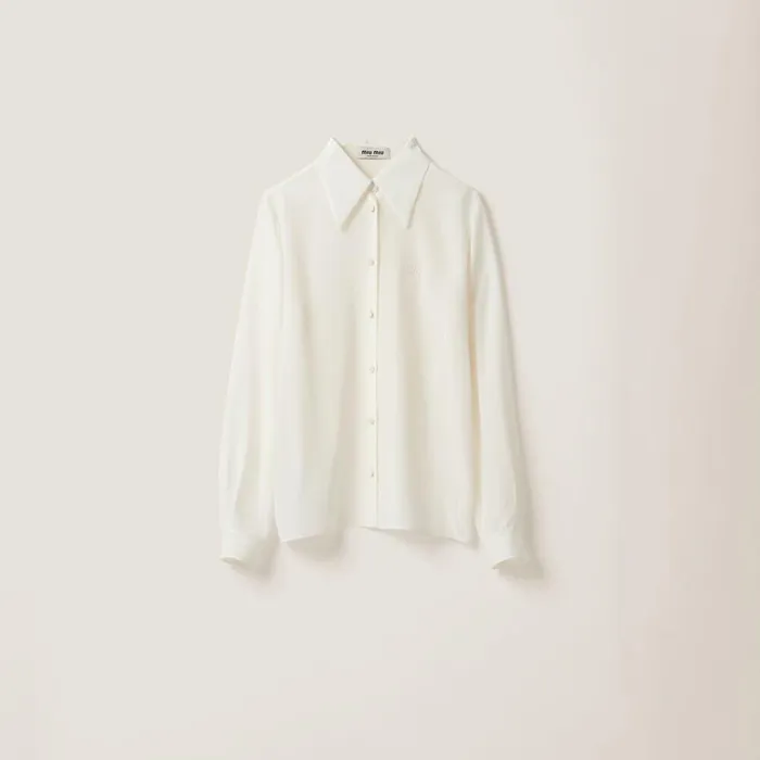 Women Shirts And Tops Miu Miu Crepe De Chine Shirt Ivory
