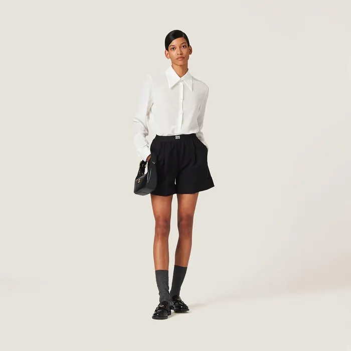 Women Shirts And Tops Miu Miu Crepe De Chine Shirt Ivory Women Shirts And Tops Miu Miu Crepe De Chine Shirt Ivory