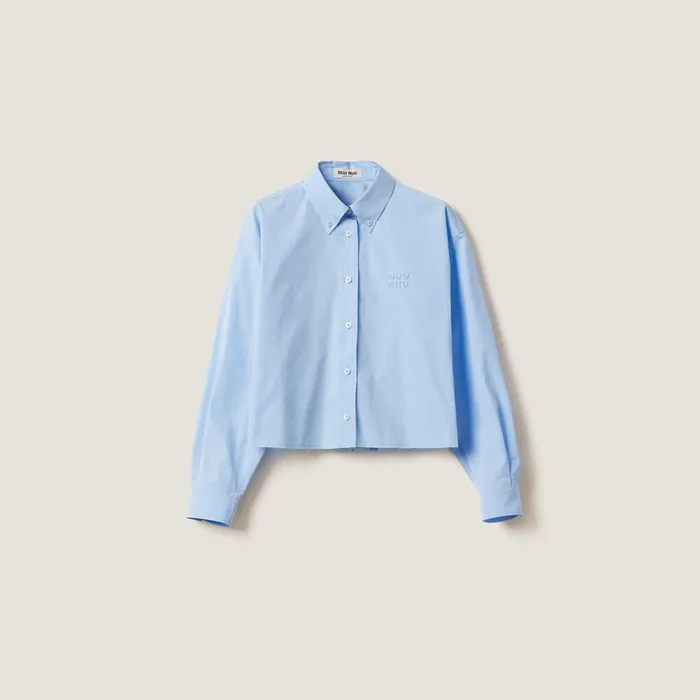 Women Shirts And Tops Miu Miu Poplin Shirt Sky Blue
