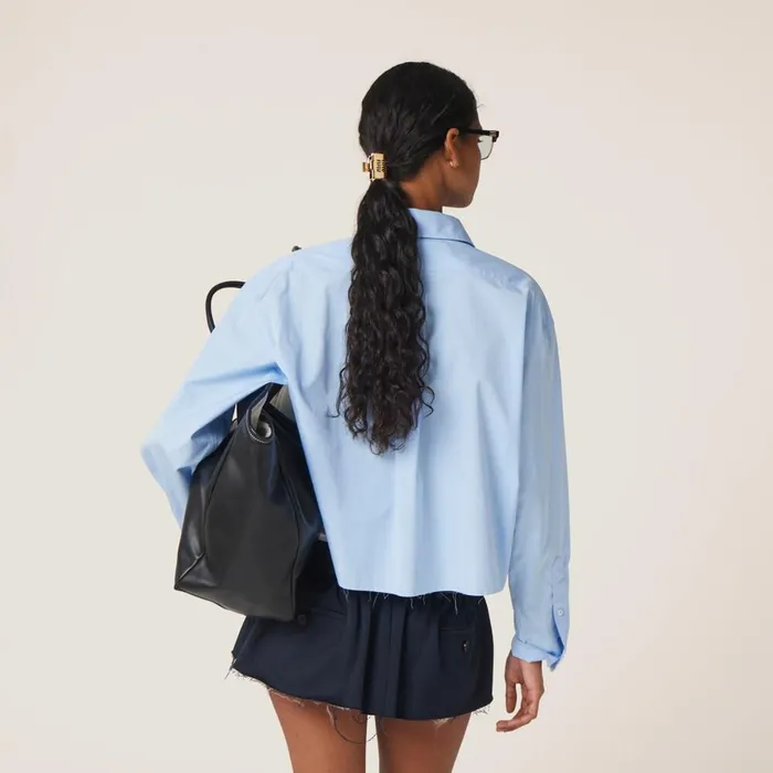Women Shirts And Tops Miu Miu Poplin Shirt Sky Blue Women Shirts And Tops Miu Miu Poplin Shirt Sky Blue