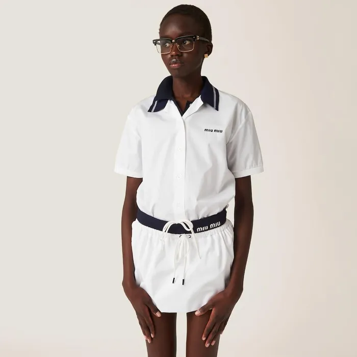 Women Shirts And Tops Miu Miu Poplin Shirt White