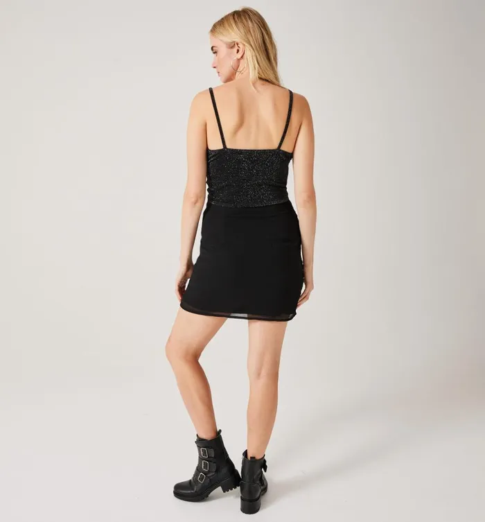 Women Short Beaded Skirt 8211 Black Promod Skirts