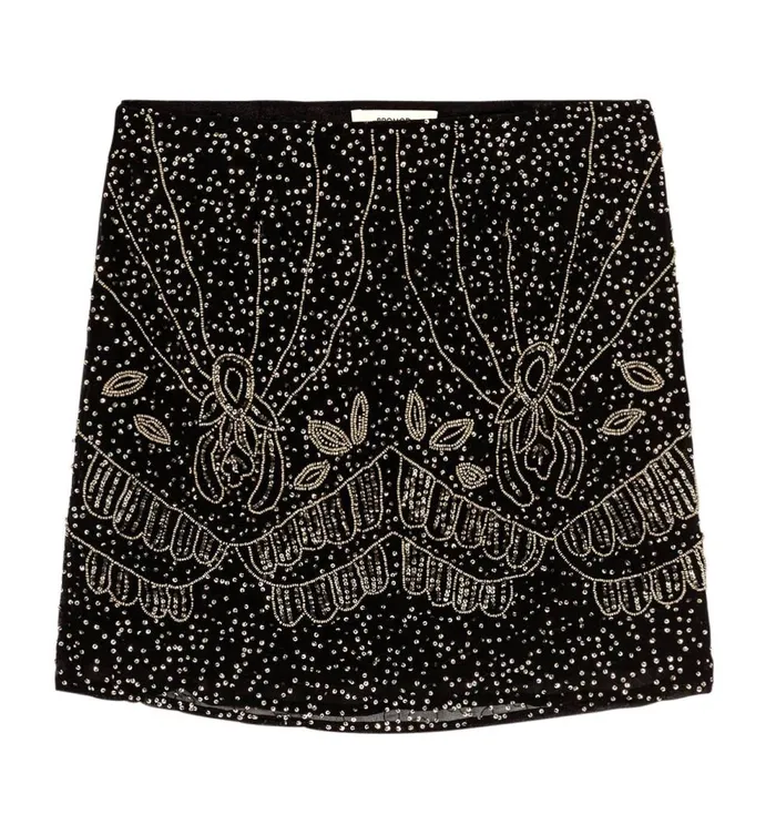 Women Short Beaded Skirt 8211 Black Promod Skirts