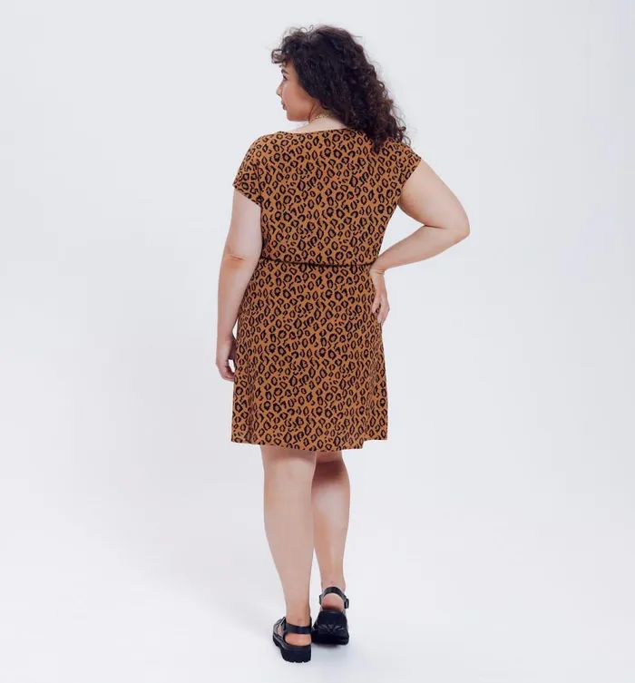Women Short Dress 8211 Chestnut Brown Print Promod Dresses