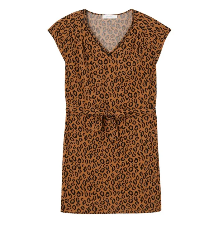 Women Short Dress 8211 Chestnut Brown Print Promod Dresses