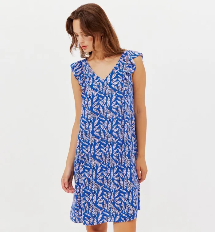 Women Short Flared Dress 8211 Multicolour Print Promod Dresses