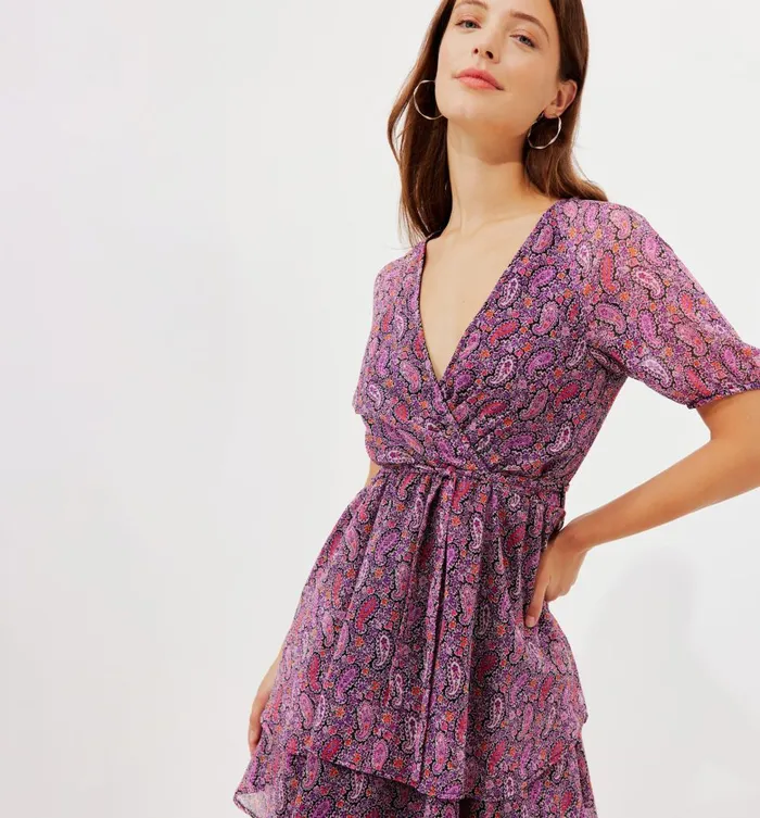 Women Short Frilly Dress 8211 Multicolour Print Promod Dresses Women Short Frilly Dress 8211 Multicolour Print Promod Dresses