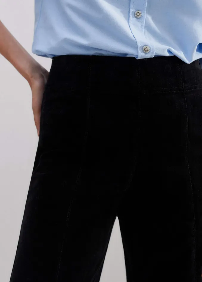 Women ShortLength Cord Travel Palazzo Pant Black MEEM