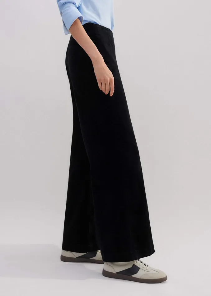 Women ShortLength Cord Travel Palazzo Pant Black MEEM