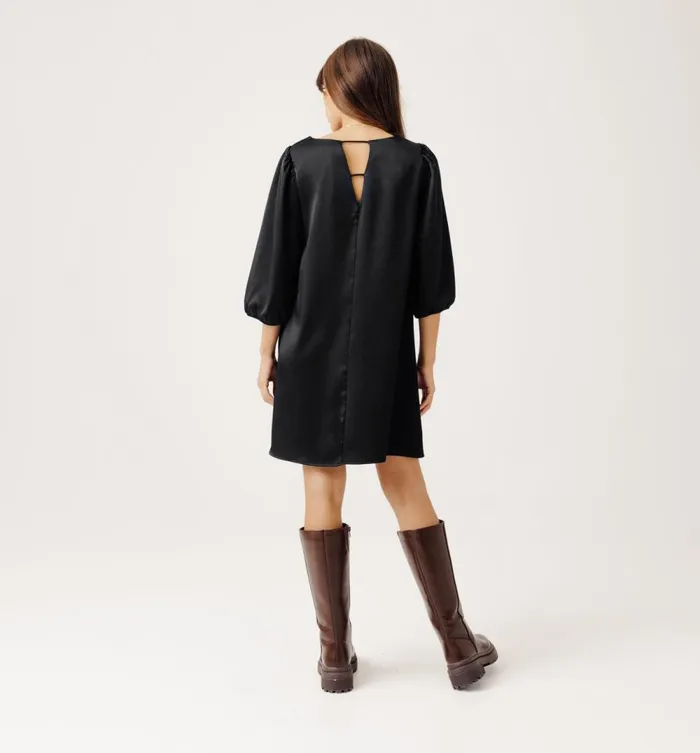 Women Short Satin Dress 8211 Black Promod Dresses