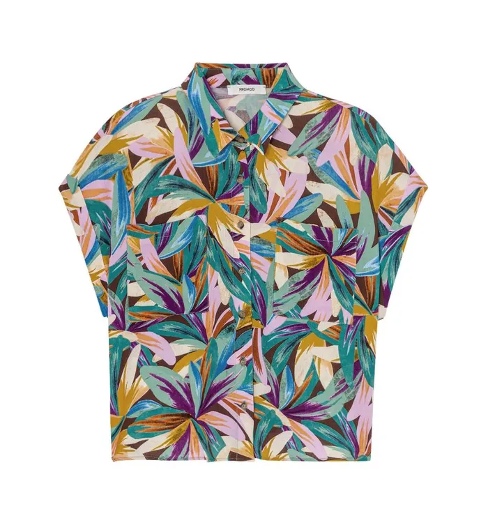 Women ShortSleeved Shirt 8211 Green Print Promod Shirts And Tunics Women ShortSleeved Shirt 8211 Green Print Promod Shirts And Tunics