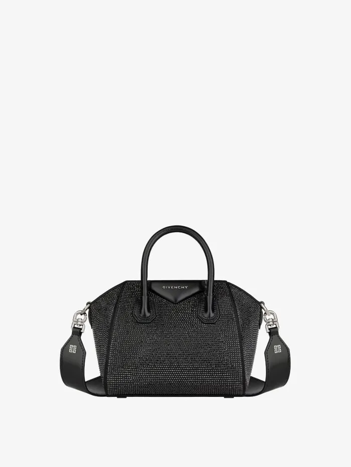 Women Shoulder Bags Givenchy Antigona Toy Bag In Satin With Strass Black
