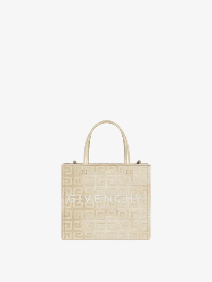 Women Shoulder Bags Givenchy Mini GTote Shopping Bag In 4G Lurex Embroidery Dusty Golden