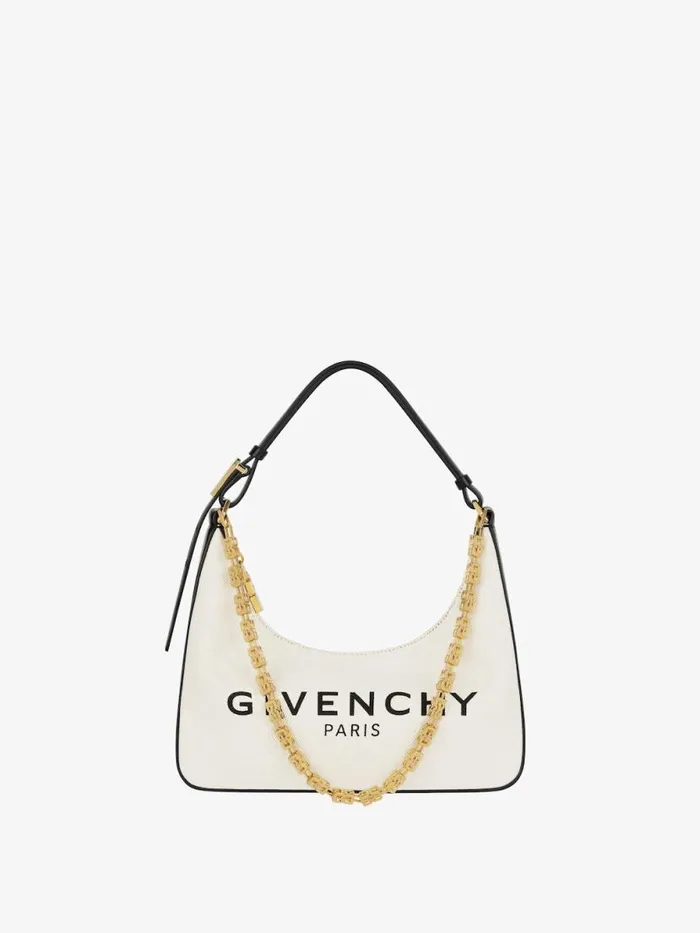 Women Shoulder Bags Givenchy Small Moon Cut Out Bag In Canvas With Chain Beigeblack