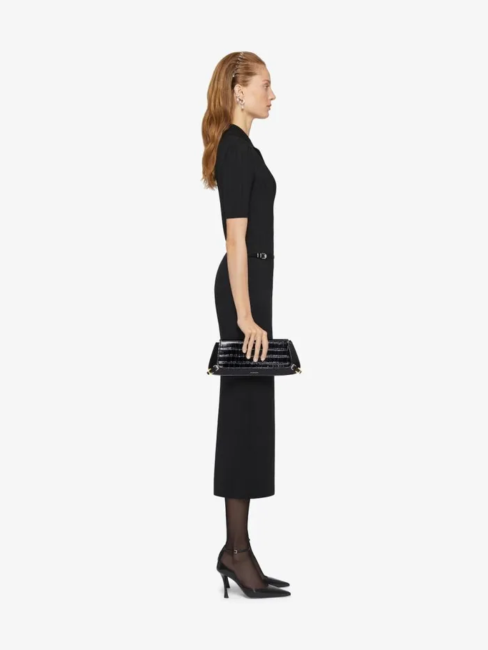 Women Shoulder Bags Givenchy Voyou Clutch Bag In Crocodile Effect Leather Black
