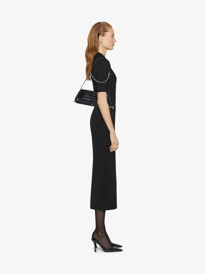 Women Shoulder Bags Givenchy Voyou Clutch Bag In Crocodile Effect Leather Black