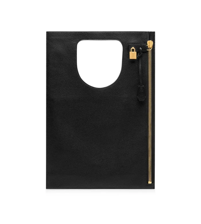 Women Shoulder Bags Tom Ford Grain Leather Flat Alix Bag Black