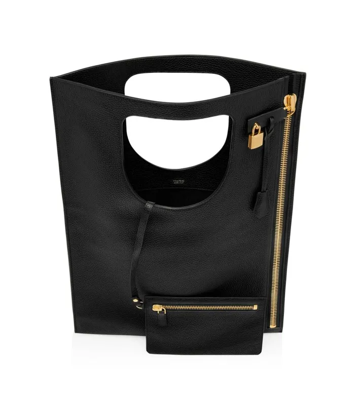 Women Shoulder Bags Tom Ford Grain Leather Flat Alix Bag Black