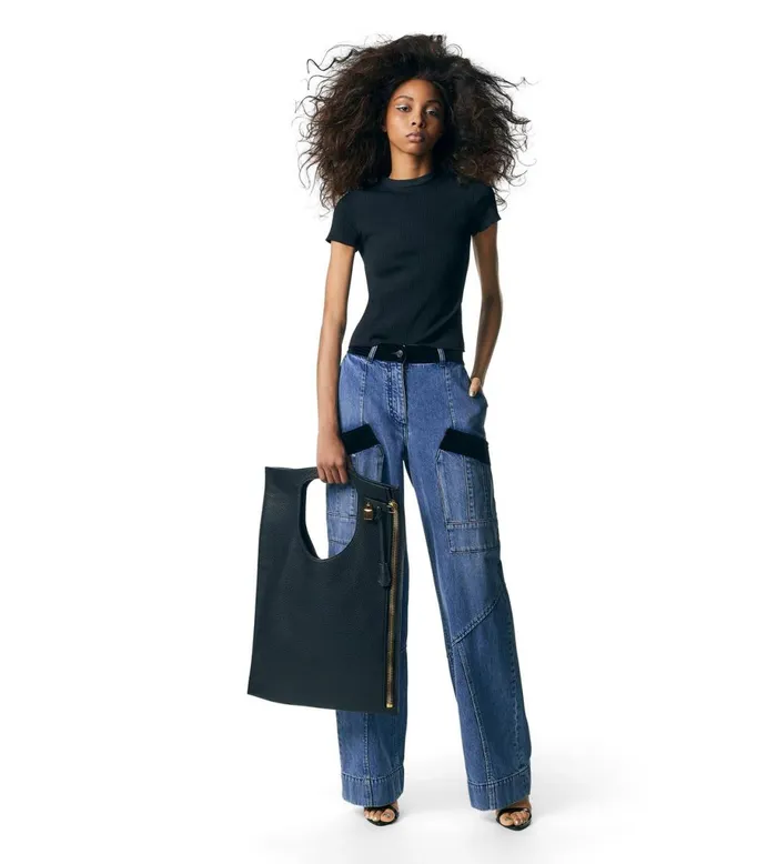 Women Shoulder Bags Tom Ford Grain Leather Flat Alix Bag Black