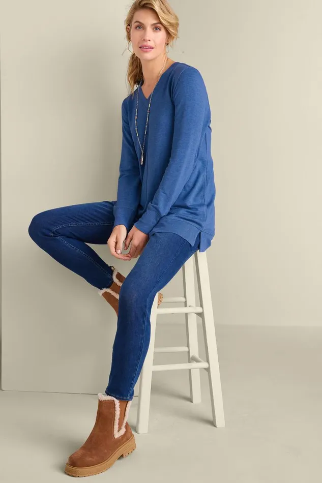 Women Siesta Soft Tunic Purple Haze Heather Soft Surroundings Tops