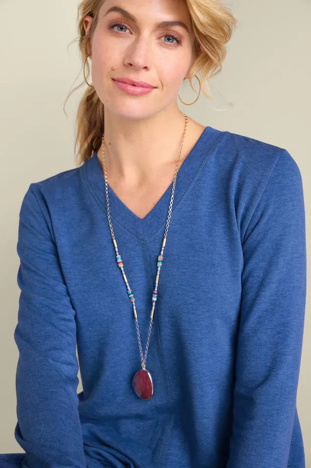 Women Siesta Soft Tunic Purple Haze Heather Soft Surroundings Tops